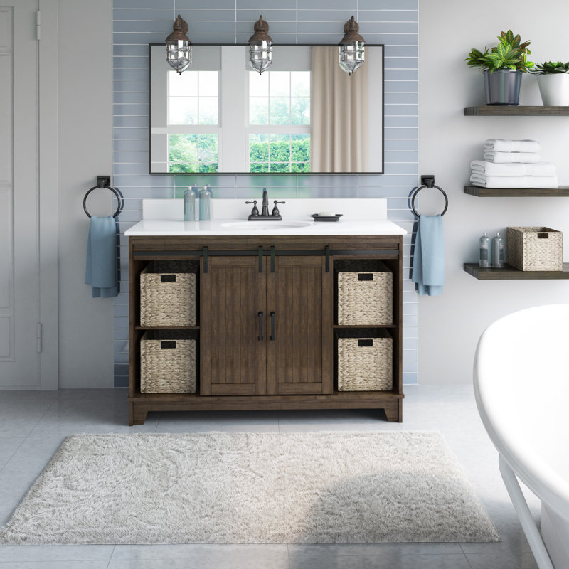 Sand & Stable Braylen Sliding Barn Door 48" Single Bathroom Vanity Set